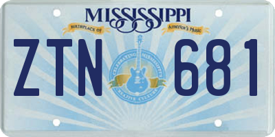 MS license plate ZTN681