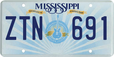 MS license plate ZTN691