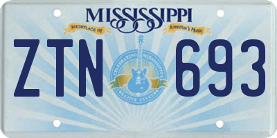 MS license plate ZTN693