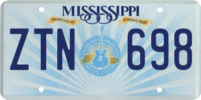 MS license plate ZTN698