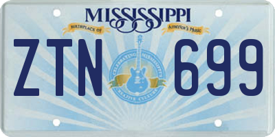 MS license plate ZTN699