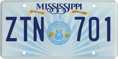 MS license plate ZTN701