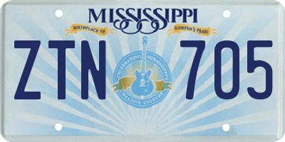 MS license plate ZTN705