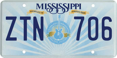 MS license plate ZTN706