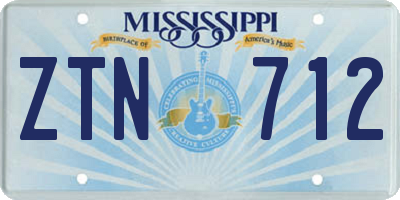 MS license plate ZTN712