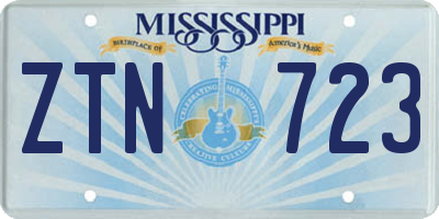 MS license plate ZTN723