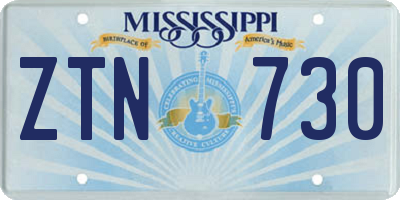MS license plate ZTN730