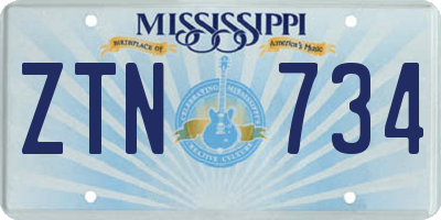 MS license plate ZTN734