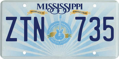 MS license plate ZTN735