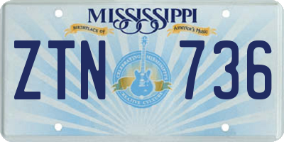 MS license plate ZTN736