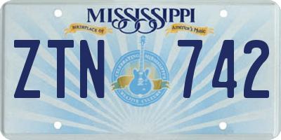 MS license plate ZTN742