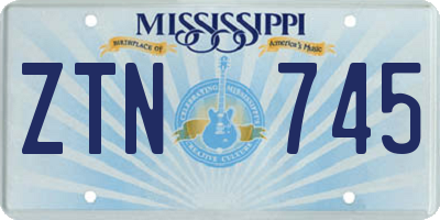 MS license plate ZTN745