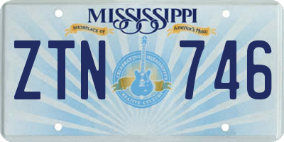 MS license plate ZTN746