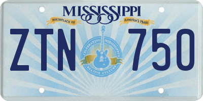 MS license plate ZTN750