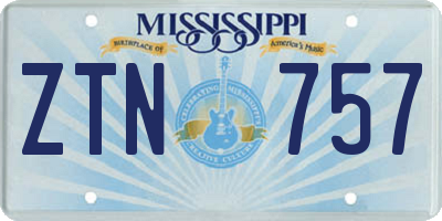 MS license plate ZTN757