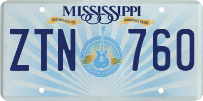 MS license plate ZTN760