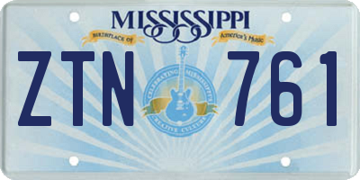 MS license plate ZTN761