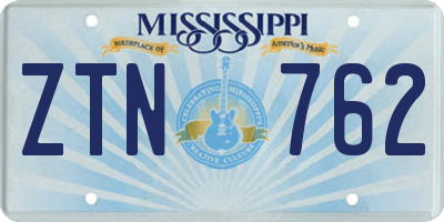 MS license plate ZTN762