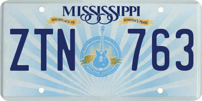 MS license plate ZTN763