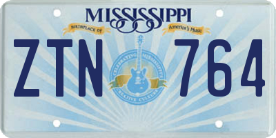 MS license plate ZTN764