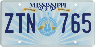 MS license plate ZTN765