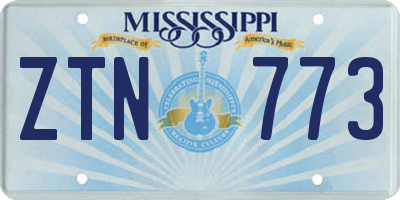 MS license plate ZTN773