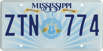 MS license plate ZTN774