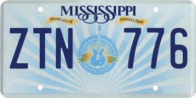 MS license plate ZTN776