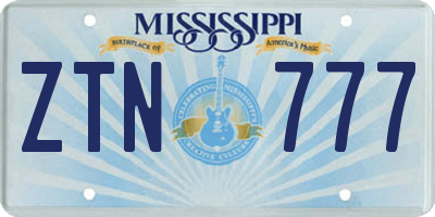 MS license plate ZTN777