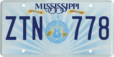 MS license plate ZTN778