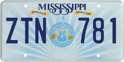 MS license plate ZTN781