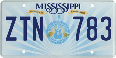 MS license plate ZTN783