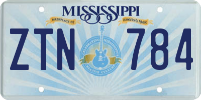 MS license plate ZTN784