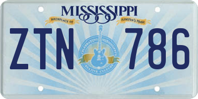 MS license plate ZTN786