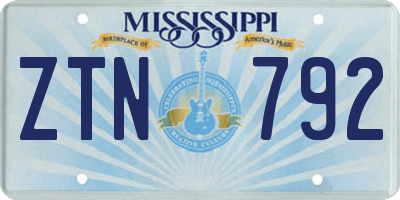 MS license plate ZTN792