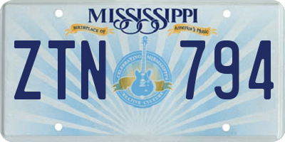 MS license plate ZTN794