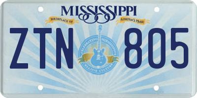 MS license plate ZTN805