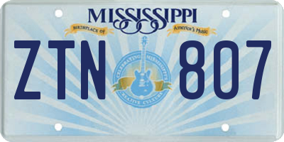 MS license plate ZTN807