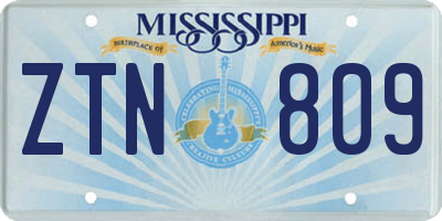 MS license plate ZTN809