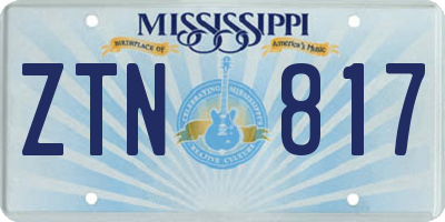 MS license plate ZTN817