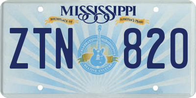 MS license plate ZTN820