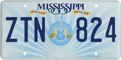 MS license plate ZTN824