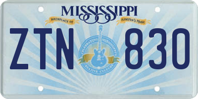 MS license plate ZTN830