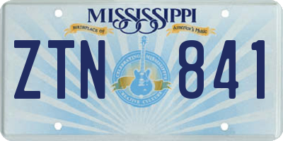 MS license plate ZTN841