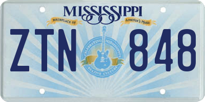 MS license plate ZTN848