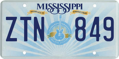 MS license plate ZTN849