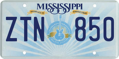 MS license plate ZTN850