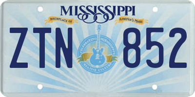 MS license plate ZTN852