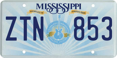 MS license plate ZTN853