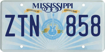 MS license plate ZTN858